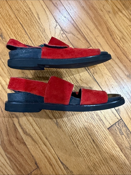 Versace Red Suede Slide Sandals